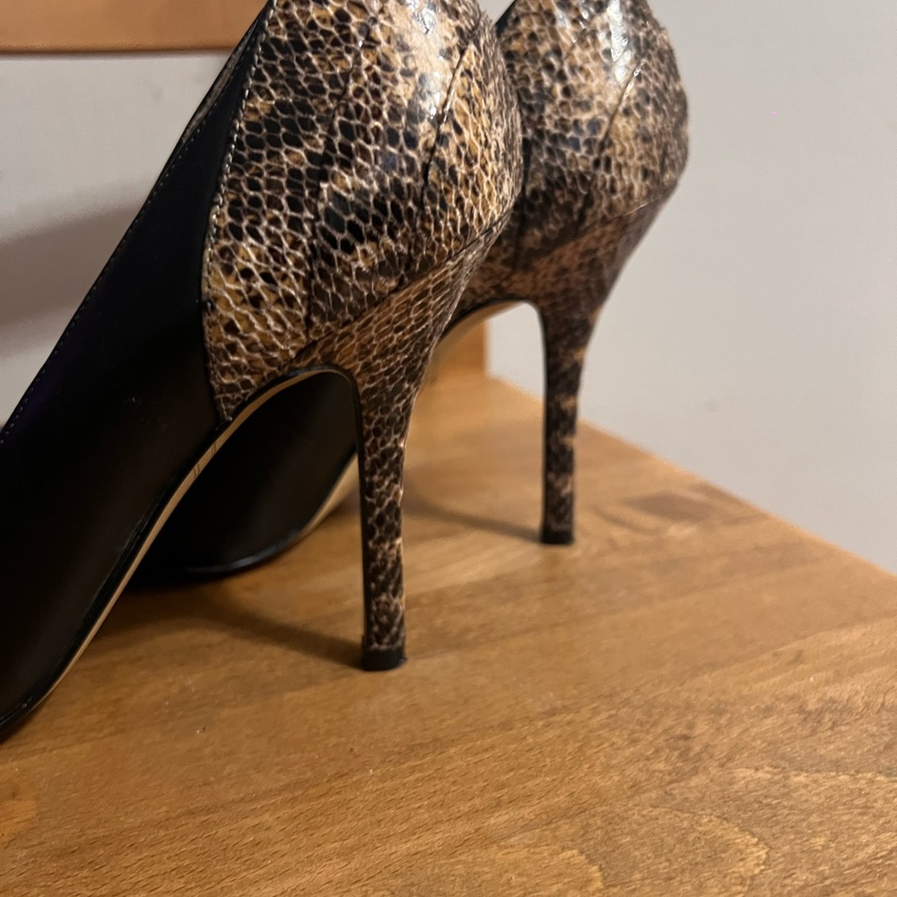 Enzo Angiolini Black and Brown Snakeskin Heels